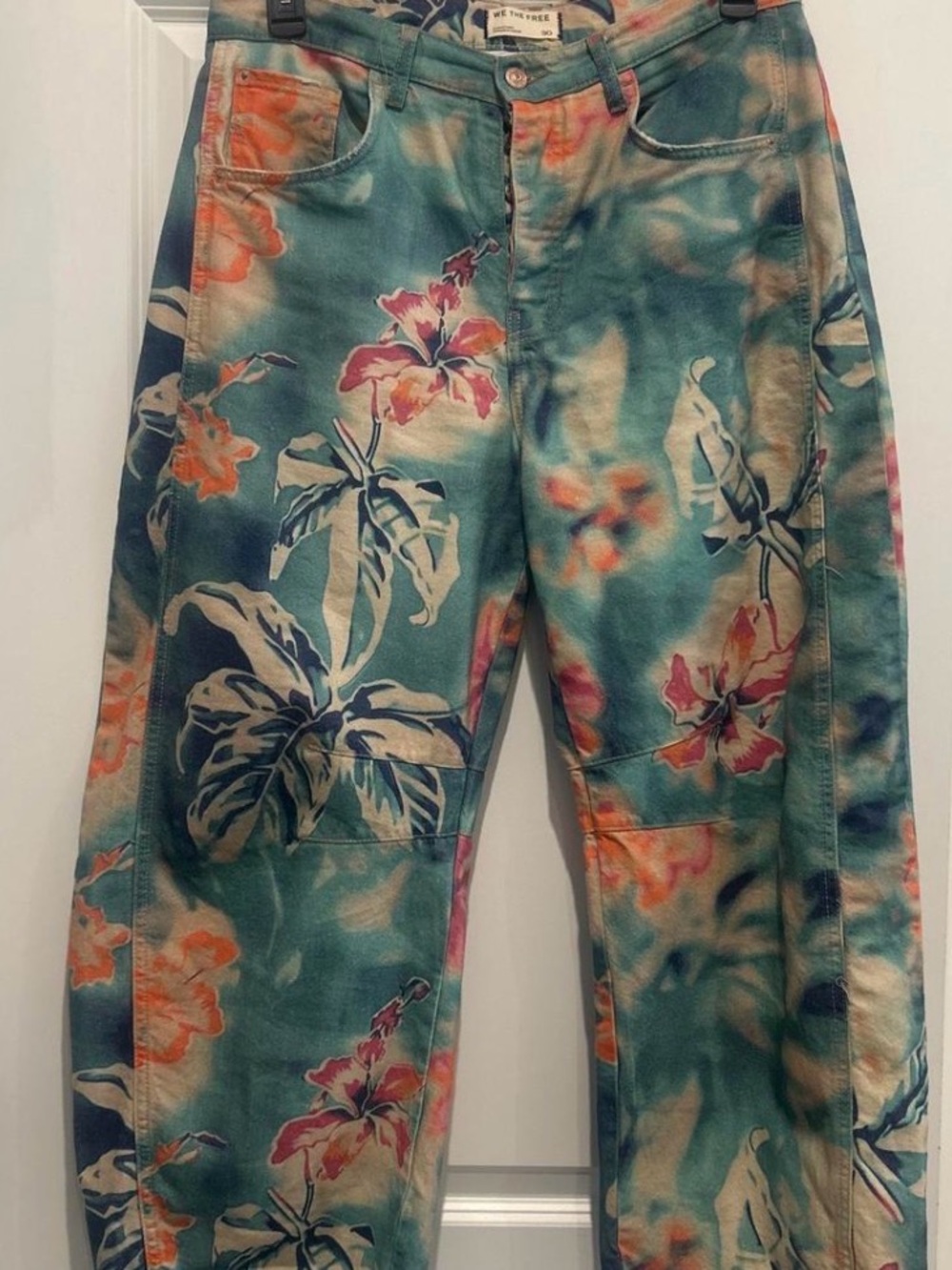We the free good luck barrel jeans in pool floral.